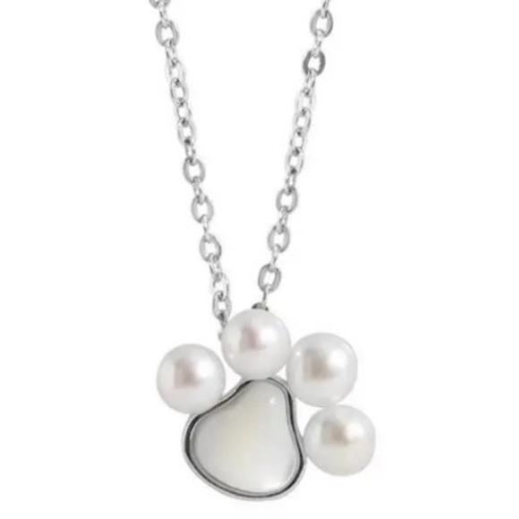 Closet Clearout Last Chance-Gold and Silver Pearl Paw Print Necklaces - Picture 5 of 7